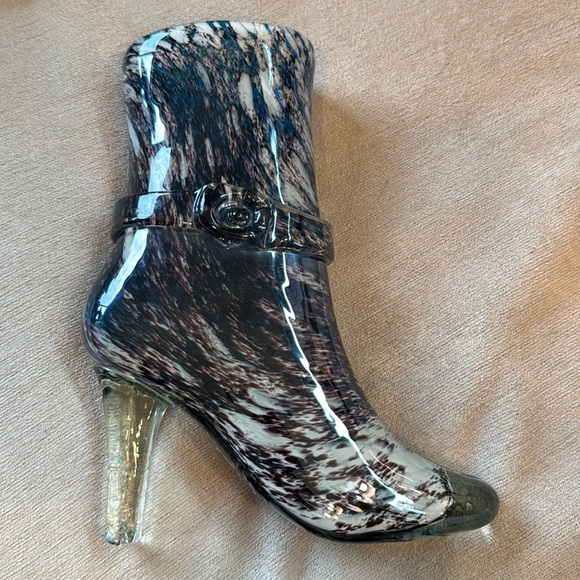 Glass High-Heeled Boot Vase Green Buckle Boot Tall cavalier glass - Picture 2 of 13